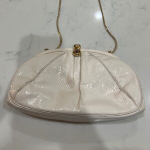 Judith Leiber Vintage Clutch with Gold Chain and Semi-Precious Stone Clasp